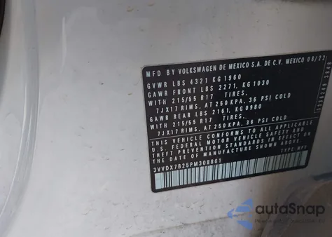 2023 Volkswagen Taos 1.5T S z USA, uszkodzony, nr VIN 3VVDX7B25PM308861